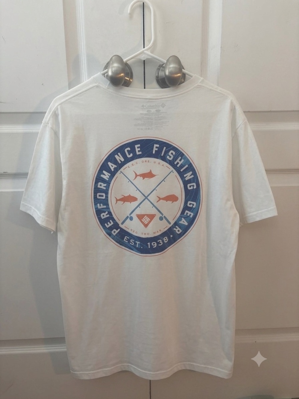 Columbia Men’s Performance Fishing Gear Short Sleeve T-Shirt - White/Blue